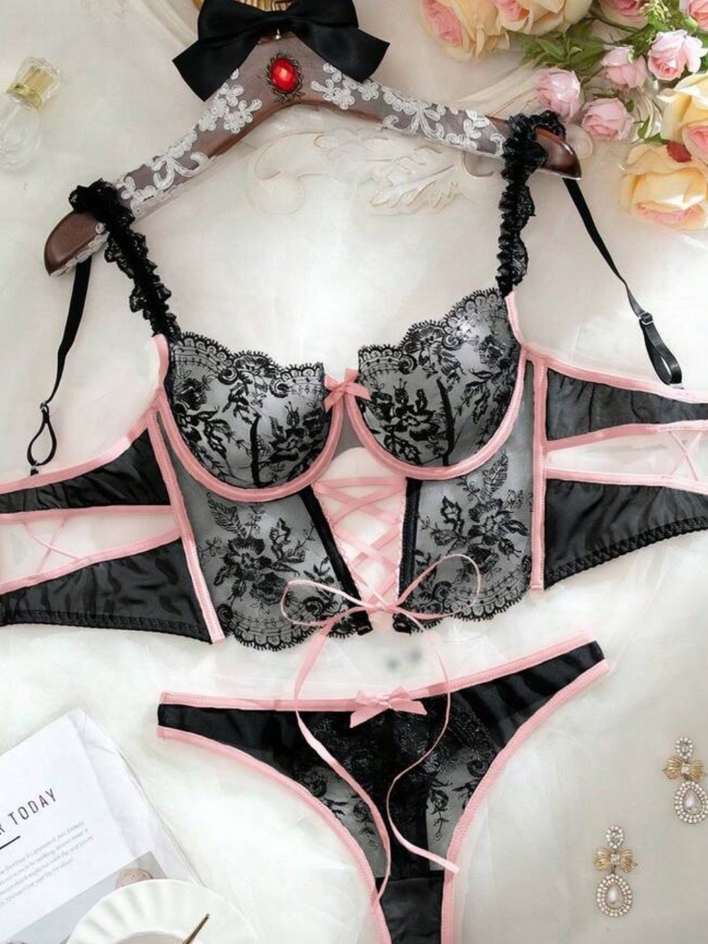 Black and pink lingerie